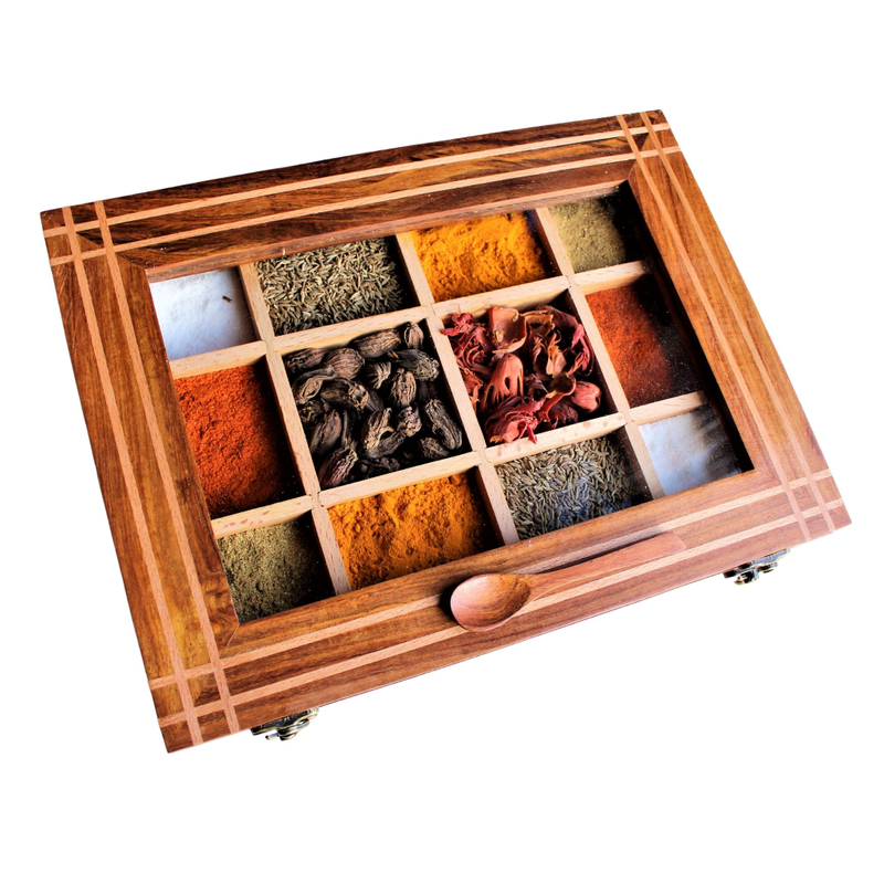 Anayra's Handcrafted Mixed Wood Spice Box 2